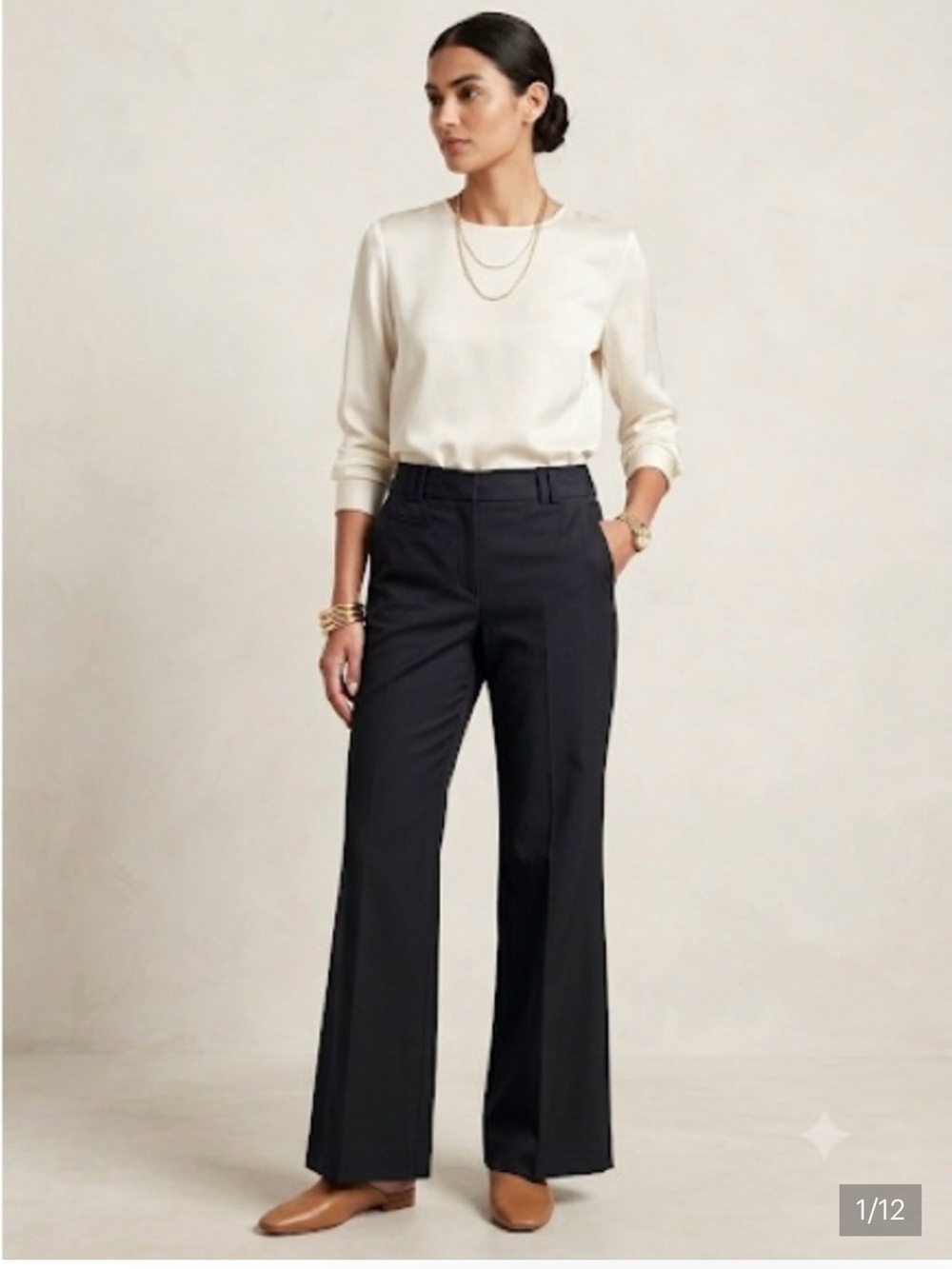 LOFT Julie Wide Leg Trousers